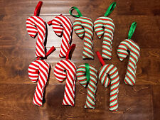 Vintage (Lot of 9) Handmade Stuffed Plush Christmas Candy Cane Ornaments 6” picture