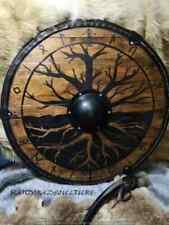 Personalized Viking Wooden Round Tree Design Shield Battle's Protector Home Deco picture
