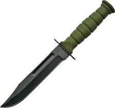 Survival Fixed Knife 4.25 Stainless Steel Blade OD Green Rubber Stainless Handle picture
