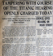 Rare 1912 Newspaper Front Page - U.S. Senate Titanic Investigation picture