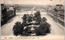 The Jardin des Tuileries and the Louvre Paris, France Postcard c1928 picture