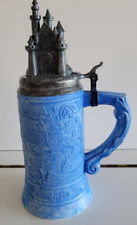 1960s PLASTIC BLUE DISNEYLAND BEER STEIN PEWTER LOOK LID 10.75 INCH HOLDS 20 OZS picture