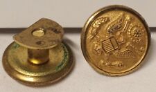 2 Vtg WWII US Army Brass Military Eagle Screw Back Sew On Button picture