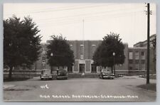 Glenwood Minnesota~Art Deco High School Auditorium~1940s Cars @ Parking Lot~RPPC picture