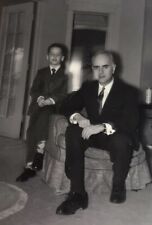 Vintage Photo 1950s Boy Kid Suit Tie Son Father Black White Inside House 3.5 X 5 picture