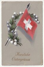 Vintage Swiss Easter PC Swiss Flag picture