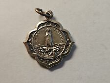 Medal Pendant Our Lady Of Fatima Catholic Silver Tone Italy Jesus Vintage 1965 picture