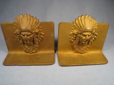 Set of Antique Cast Iron Bronze  Native American Chef Bookends picture