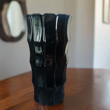 Antique Black Amethyst Bamboo Vase Fostoria Gothic Dark Decor picture