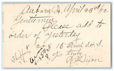 1892 Lumber Order Shipped Auburn Iowa IA Clinton IA Antique Postal Card picture