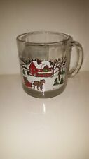VTG Libbey Glass Cup Mug Village Winter Scene Christmas Arby's USA picture