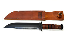 KA-BAR #2217 BIG BROTHER LEATHER HANDLE FIGHTING UTILITY KNIFE w/ LEATHER SHEATH picture