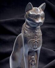 Ancient Egyptian Bastet Statue Antique Goddess Cat with Scarab Pharaonic Bc picture