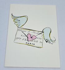 Vintage Greeting Card Flying Envelope Paris Wings Heart Barbara Schriber Art P4 picture