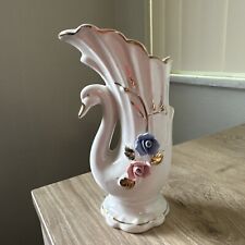 Vintage Porcelain Vase Goose Figurine Multi- Color Rose Decoration Taiwan picture