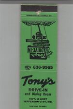 Matchbook Cover Tony's Drive In & Dining Room Jefferson City, MO picture