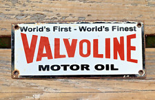VINTAGE VALVOLINE MOTOR OIL GASOLINE GAS PUMP STATION PORCELAIN SIGN picture