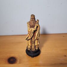 Vintage Ceramic Chinese Deity Figurine God Shou Xing Fu Lu on Stand Signed picture