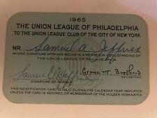1965 Union League Of Philadelphia Membership Card picture