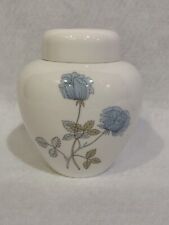 Wedgwood Ginger Jar Lidded Pot Ice Rose, White Blue Gray Flowers Bone China picture