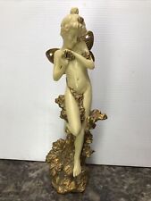 O.Tupton Signed  Winged Fairy Resin Sculpture Figurine 12.6” Tall Gold And White picture