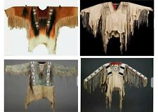 Old American Style Sioux Beaded Buffalo Hide Powwow War 4 Shirts Size XL picture