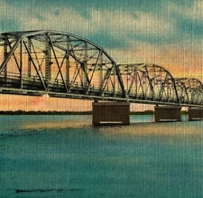 Vtg Litho Postcard 1940s Linen Hathaway Bridge Panama City FL Asheville PC Co NC picture