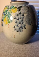 TOYO Japanese KUTANI Satsuma Celadon Crackle Vase Hand Painted HTF picture
