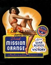 WWII RARE ROLF ARMSTRONG PINUP PRINT DRINK MISSION ORANGE SODA ADVERTISING SIGN picture