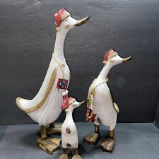 Vintage Tii Collections Folk Art Resin Holiday Christmas Duck Figures Lot Of 3 picture