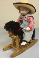 NEW - Cowboy Tired Baby Boy on Wood Rocking Horse, well made/heavy picture