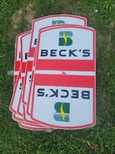 Vintage Beck's Hybrids Seed Corn Dealer 42x24 Coragated Sign Advertising picture