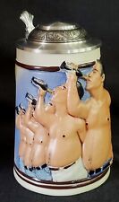 Vintage German MEN'S BEER BELLY Lidded Beer Stein Tankard Mug Gerz  NWT picture