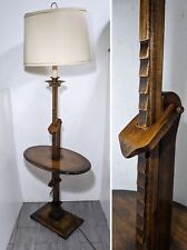 Vintage Frederick Cooper Adjustable Ratchet Walnut Floor Lamp with Tray Table picture