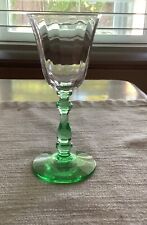 Vintage Tiffin Glasses Cordial Glasses Clear Optic, Green Uranium Glass Stems picture
