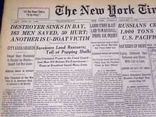1944 JANUARY 4 NEW YORK TIMES - DESTROYER SINKS IN BAY 163 MEN SAVED - NT 762 picture