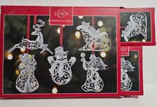 LENOX Sparkle & Scroll Christmas Ornaments Boxed Set of 5 Holiday Collectibles picture