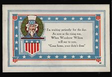 GR8 Graphics WWI Woodrow Wilson Hopeful Quote Patriotic Postcard with Uncle Sam picture