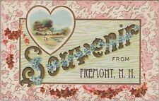 Fremont NH New Hampshire Souvenir Faux Wood Heart Embossed c1910 A postcard AP8 picture