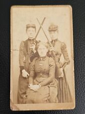 Not Your Typical CDV Image of 19th Century Ladies - Kepis & Guns - One of a Kind picture