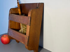 Antique Primitive Wall Box Walnut Wood 19th c Holder Wall Pocket - Great Form picture