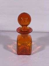 Vintage Tangerine MCM Rainbow Glass Decanter With  Stopper 7” Original Nice picture