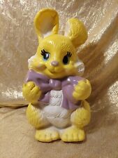 Vintage 1975 RUSS BERRIE & Yellow Easter Bunny Rabbit Bank Plastic Mold 10.5