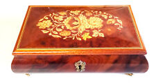 Vintage Sorrento Intarsio JEWELRY/ MUSIC BOX Flower Inlay Wood  Arrivederci Roma picture