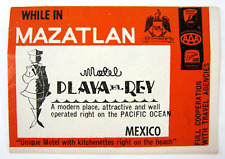 Vintage Mexico Travel Brochure Mazatlan Sinaloa Playa Del Rey Motel Map 1950-60s picture