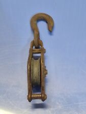 Vintage Block & Tackle Pulley Single Wheel w/Fixed Hook Hoist picture