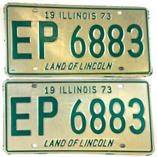 Illinois 1973 License Plate Set Garage Vintage Man Cave EP 6883 Collector Decor picture