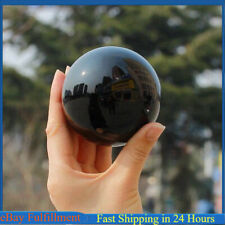 80mm Big Natural Black Obsidian Crystal Sphere Energy Healing Stone Ball + Base picture