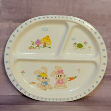 Vintage Pecoware 1986 Divided Plate Bunny Rabbit Mushrooms Easter Turtle picture