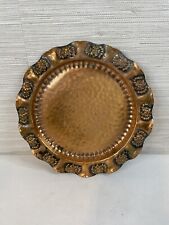 Gregorian copper tray vintage floral scalloped  dark academia industrial solid picture